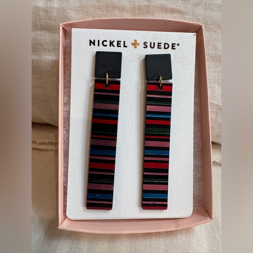 Nickel & Suede leather earrings. Afterparty Lennons.